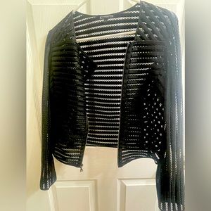 See through leather jacket